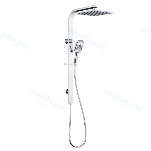 Sando Square MultiFunction Shower Set Chrome,250mm Plastic Shower Head