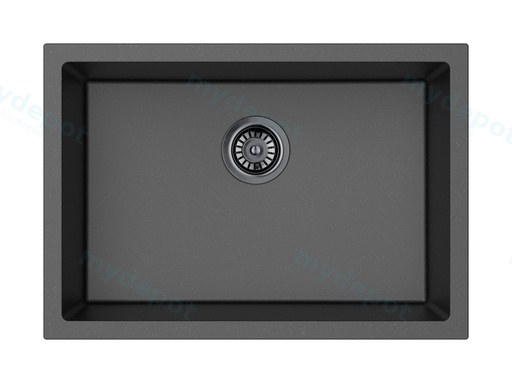 Size:660*460*225mm Bowl:397X598X225mm Matte Black Crete Granite Sink Single Bowl
