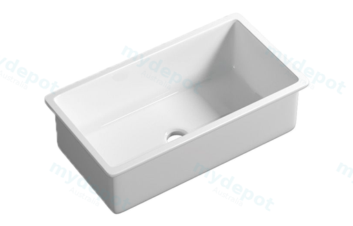 Size:813*483*254mm Gloss White Procida Fine Fireclay Inset/Undermount Sink Single Bowl,Grid And Waste Included