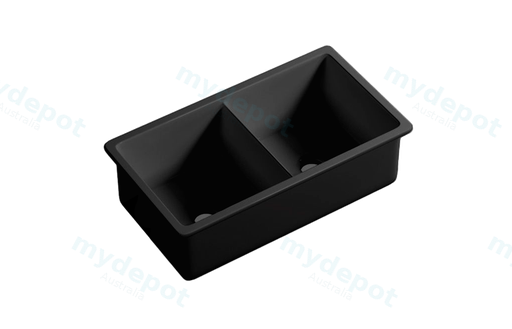 Size:813*483*254mm Matte Black Procida Fine Fireclay Inset/Undermount Sink Double Bowl,Grid And Waste Included