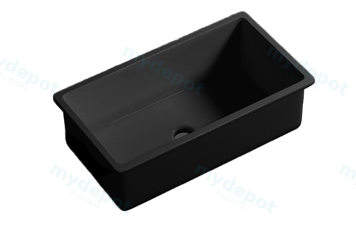 Size:760*459*254mm Matte Black Procida Fine Fireclay Inset/Undermount Sink Single Bowl,Grid And Waste Included