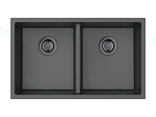 Size:762*457*241mm Bowl:710*405*228mm Matte Black Crete Granite Sink Double Bowl