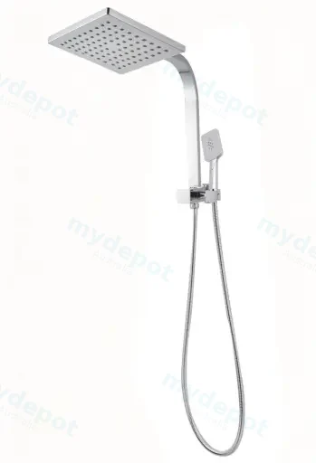 Square Chrome Shower Station Set With 200mm Rainfall Shower Head And 3 Functions Handheld Shower