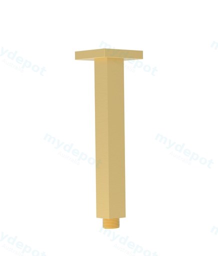 Square Vertical Shower Arm Brushed Gold
