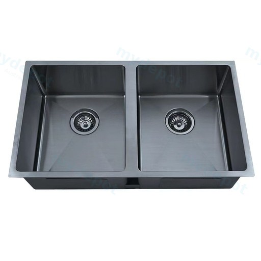 Eden Double Bowl Sink 340 x 400mm X2 Undermount Sink (304 Stainless Steel)-Matt Black