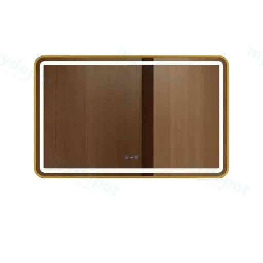 Venus Series 1200x750x45mm Brushed Gold Square LED Mirror