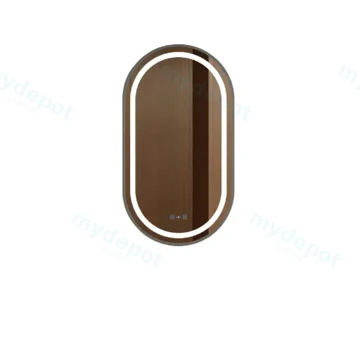 Venus Series 500x900x35mm Gun Metal Oval LED Mirror