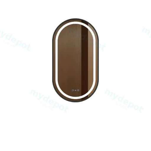 Venus Series 500x900x35mm Matt Black Oval LED Mirror