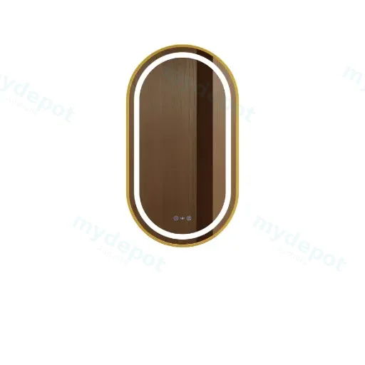 Venus Series 500x900x35mm Brushed Gold Oval LED Mirror