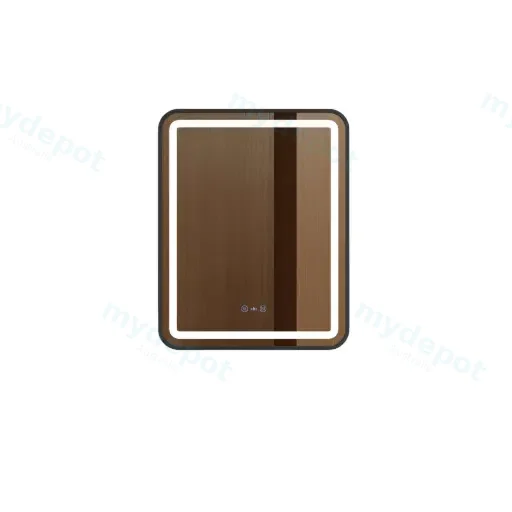 Venus Series 600x750x35mm Matt Black Square LED Mirror