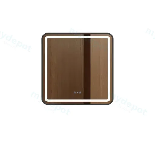 Venus Series 900x750x45mm Matt Black Square LED Mirror