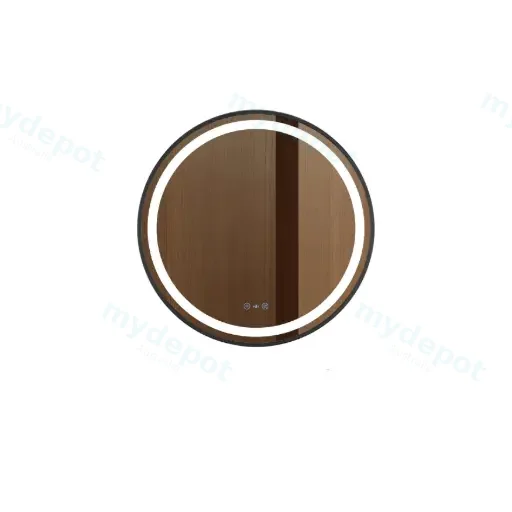 Venus Series 900x900x35mm Matt Black Round LED Mirror