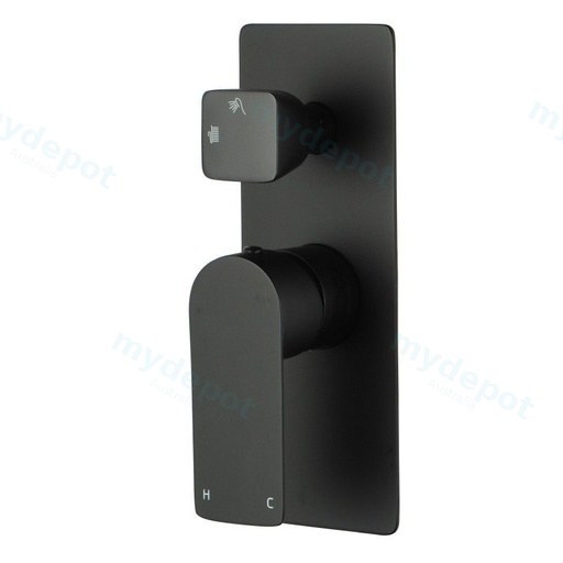 Vog Solid Brass Black Bath/Shower Wall Mixer with Diverter Wall Mounted(color up)
