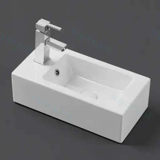 Rosa Wall Hung Basin With Overflow Left Side Tap Hole Gloss White