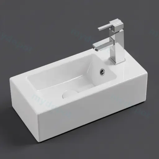Rosa Wall Hung Basin With Overflow Right Side Tap Hole Gloss White