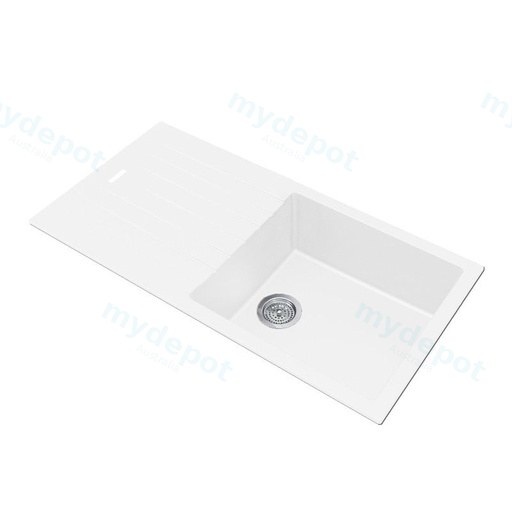 White Granite Quartz Stone Kitchen Sink with drainboard Top/Undermount 1000*500*200mm