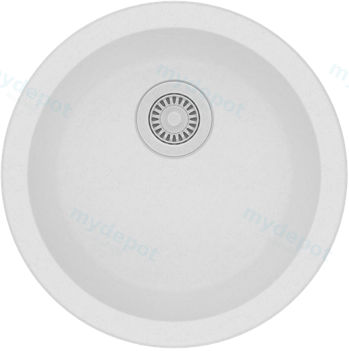 White Granite Quartz Stone Kitchen/Laundry Sink Round Single Bowl Top/Under Mount 460mm