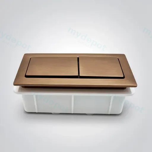 Cistern Square Press Button Brushed Copper