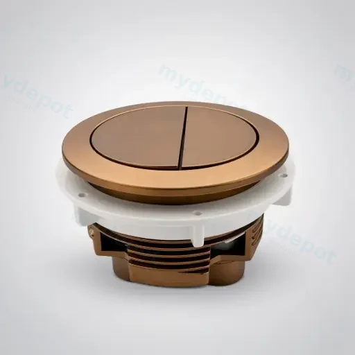 Cistern Round Press Button Brushed Copper