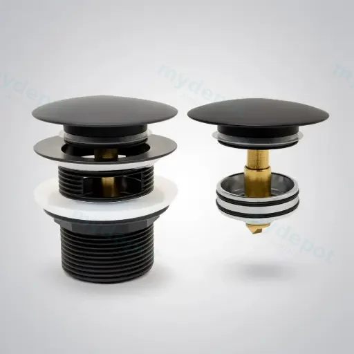 40mm Matte Black Pop-Up Waste With Overflow