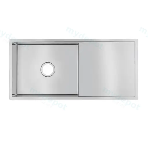 (C-960)Round Corner Chrome Stainless Steel Handmade Single Bowl With Drain Board Kitchen Sink 960*450*230mm