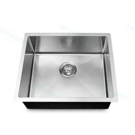 Round Corner Chrome Stainless Steel Handmade Single Bowl Kitchen Sink 440*440*230mm
