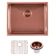 Round Corner Stainless Steel Copper PVD Coating Single Bowl Kitchen Sink(With Bottom Grid) 510*450*230mm