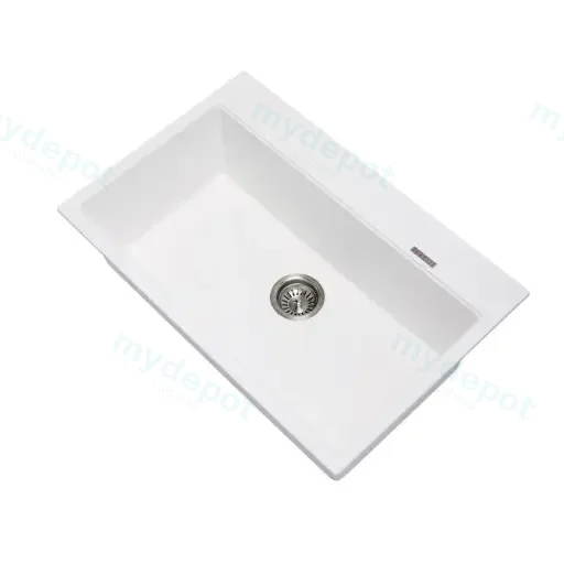 White Carysil Waltz 780 Granite Single Bowl Stone Kitchen Sink 780*510*220mm