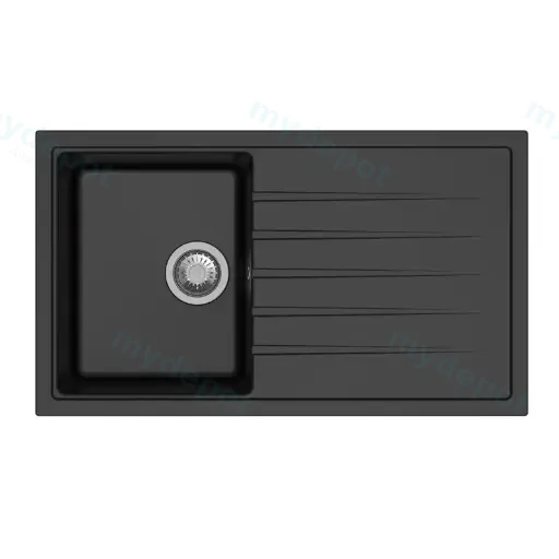 Black Carysil Vivaldi D100S Granite Single Bowl With Drain Board Stone Kitchen Sink 780*500*205mm