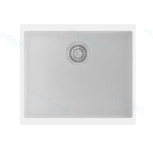 White Carysil Enigma N100S Granite Single Bowl Stone Kitchen Sink 530*460*200mm