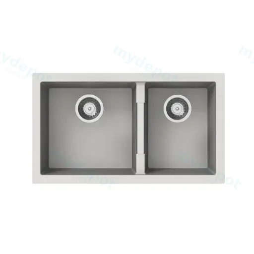 White Carysil Maples 6040U Granite Double Bowl Stone Kitchen Sink 786*446*200mm(Undermount Only)