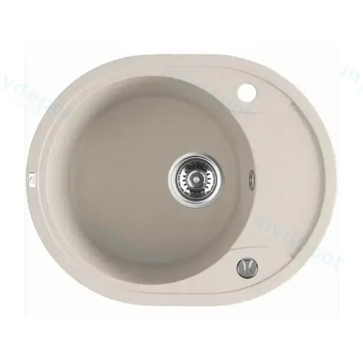 Laveo Dafne Beige Granite Single Bowl Stone Kitchen Sink 470*580*198mm(Including Space Saving Siphon And Click-Clack Plug)