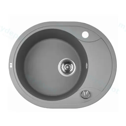 Laveo Dafne Grey Granite Single Bowl Stone Kitchen Sink 470*580*198mm(Including Space Saving Siphon And Click-Clack Plug)