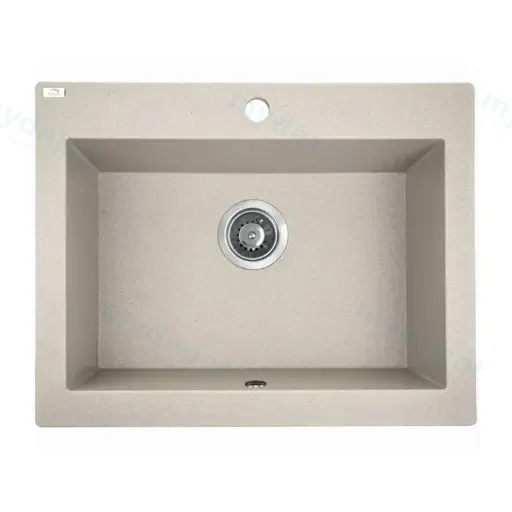 Laveo Komodo Beige Granite Single Bowl Stone Kitchen Sink 490*580*220mm(Including Space Saving Siphon And Click-Clack Plug)