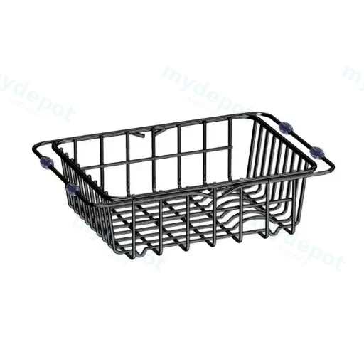 Flexible Stainless Steel Brushed Gun Metal Grey PVD Coating Sink Basket/Dish Rack