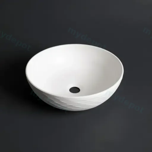 395*395*120mm Polar Textured Exterior Finish With Water Ripes & Matte White Interior Finish Above Counter Basin(32mm Nonoverflow)