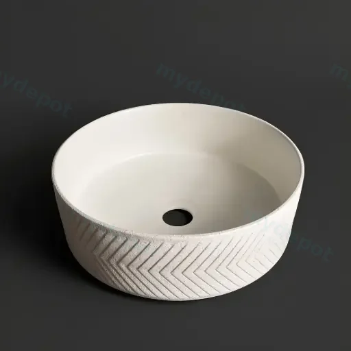 365*365*120mm Polar Textured Exterior Finish With Arrow Pattern & Matte White Interior Finish Above Counter Basin(32mm Nonoverflow)