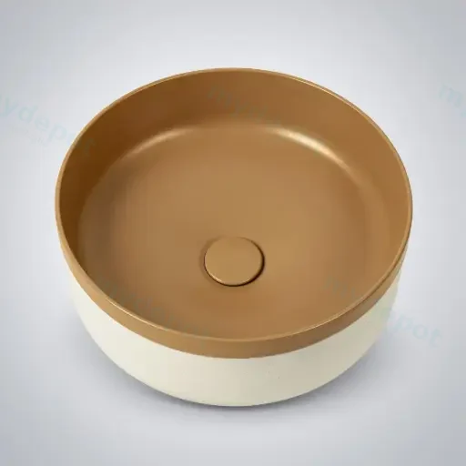 375*375*135mm Color Plus Textured Exterior Finish & Matte Light Brown Interior Finish Above Counter Basin(32mm Nonoverflow)