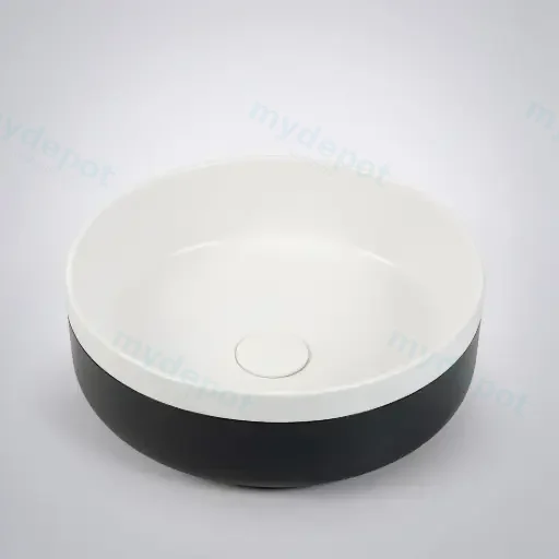 375*375*135mm Color Plus Textured Exterior Finish With Matte Black Edges & Matte Dark Grey Interior Finish Above Counter Basin(32mm Nonoverflow)