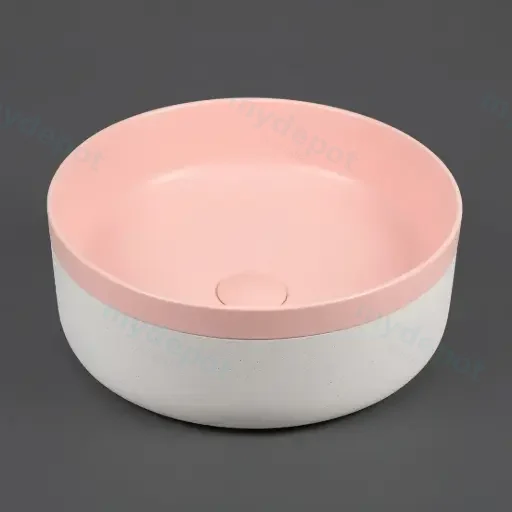 375*375*135mm Color Plus Textured Exterior Finish & Matte Pink Interior Finish Above Counter Basin(32mm Nonoverflow)