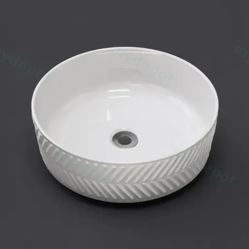 365*365*120mm Gloss White With Arrow Design Above Counter Basin(32mm Nonoverflow)