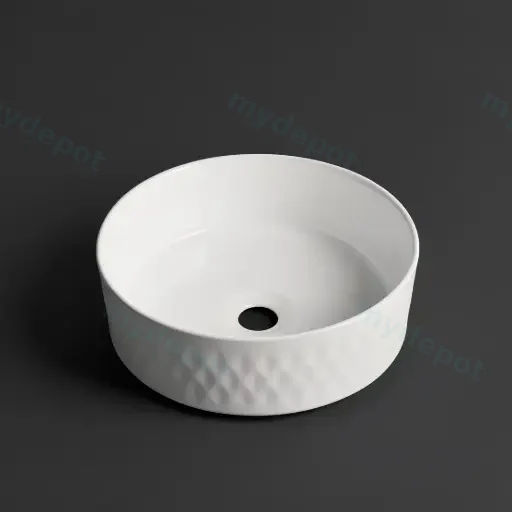 365*365*120mm Gloss White With Diamond Design Above Counter Basin(32mm Nonoverflow)