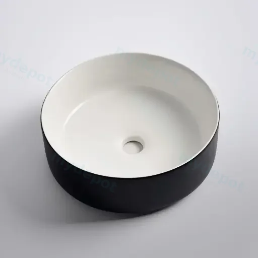 360*360*125mm Matte Black Exterior Finish & Matte White Interior Finish Above Counter Basin(32mm Nonoverflow)
