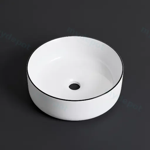 360*360*125mm Gloss White With Black Rim Above Counter Basin(32mm Nonoverflow)