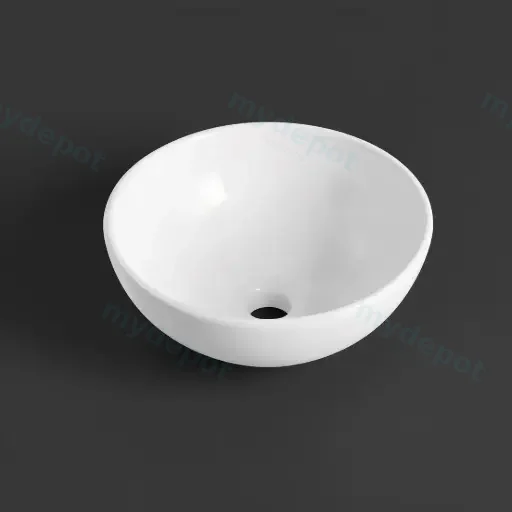 330*330*130mm Gloss White Above Counter Basin(32mm Nonoverflow)