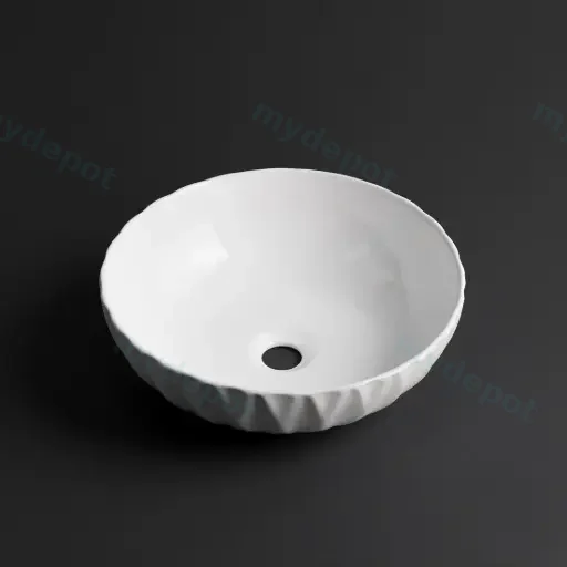 395*395*120mm Gloss White Above Counter Basin(32mm Nonoverflow)