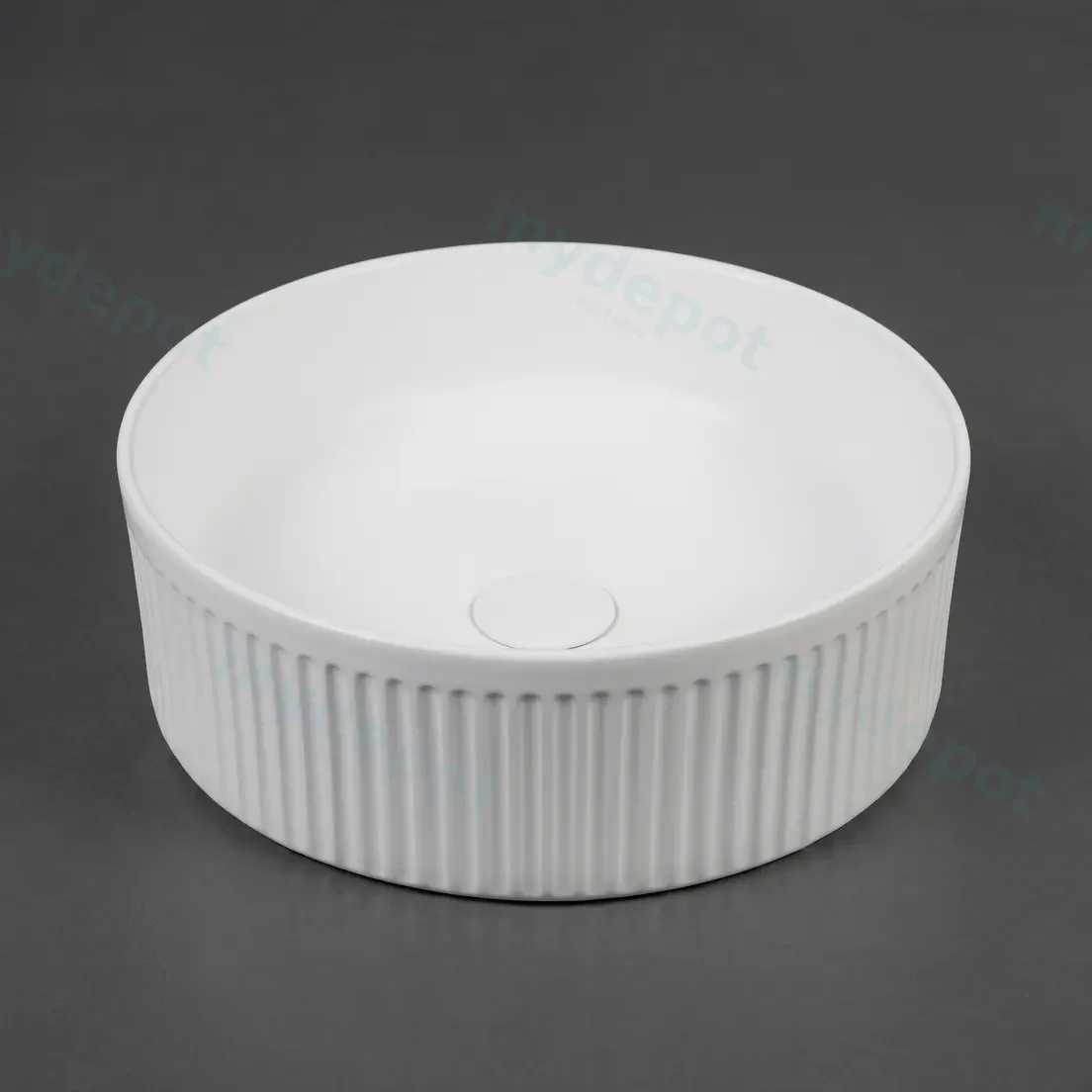 370*370*130mm Matte White With Fluted Design Above Counter Basin(32mm Nonoverflow)