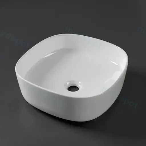 370*370*135mm Gloss White Above Counter Basin(32mm Nonoverflow)