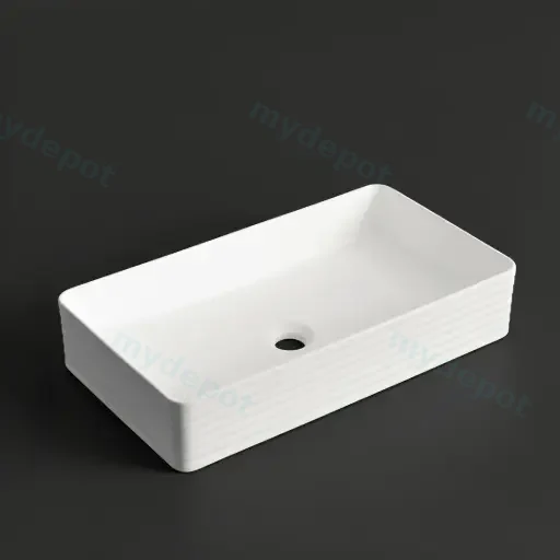 600*340*110mm Matte White With Fluted Design Above Counter Basin(32mm Nonoverflow)