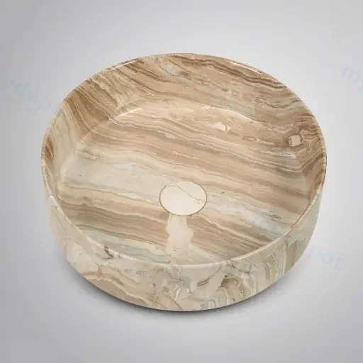 405*405*130mm Stone-look Glossy Finish Above Counter Basin(32mm Nonoverflow)